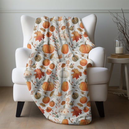 Fall Blanket Thanksgiving Home Decor Pumpkin Blanket Halloween Throw Autumn Leaves Lover Cozy Fleece Blanket Gift for Family Friend Mom Host