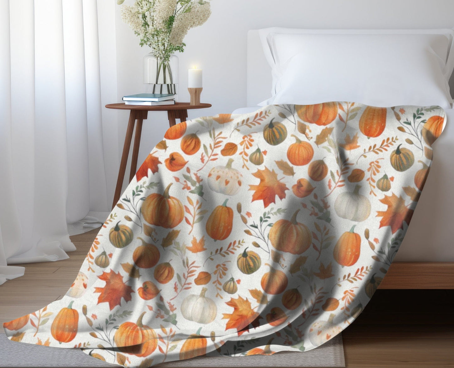 Fall Blanket Thanksgiving Home Decor Pumpkin Blanket Halloween Throw Autumn Leaves Lover Cozy Fleece Blanket Gift for Family Friend Mom Host