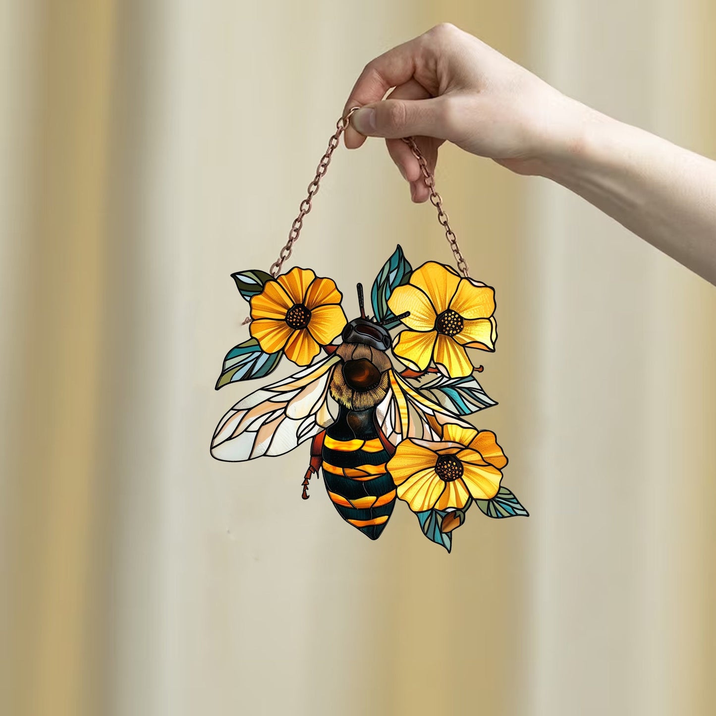 Honey Bee And Hive Window Hanging, Bee Wall decor, Acrylic Sunflowers Window decor, Honey Bee Lover Gifts, Sunflowers Ornament, Housewarming