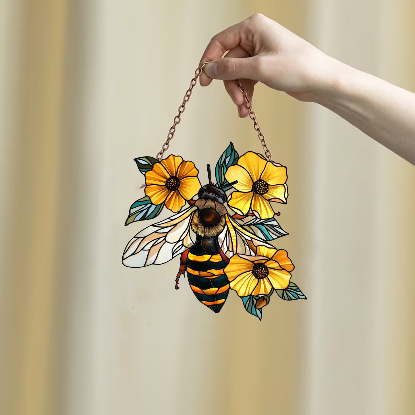 Honey Bee And Hive Window Hanging, Bee Wall decor, Acrylic Sunflowers Window decor, Honey Bee Lover Gifts, Sunflowers Ornament, Housewarming