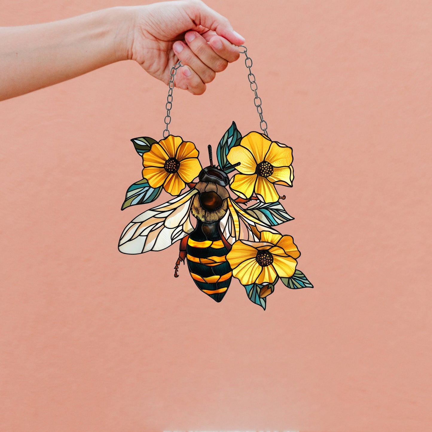 Honey Bee And Hive Window Hanging, Bee Wall decor, Acrylic Sunflowers Window decor, Honey Bee Lover Gifts, Sunflowers Ornament, Housewarming