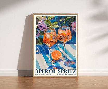 Aperol Spritz Print, Retro Italian Travel Cocktail Print, Kitchen Poster, Trendy Italian Wall Art, Modern Vintage Summer, Bar Cart Art