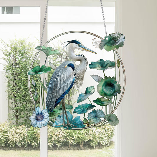 Herons Bird Acrylic Window Hanging, Herons Bird Window Decor For Home, Wall Art Decoration, Herons Lovers Gift, Gift For Dad, Christmas Gift