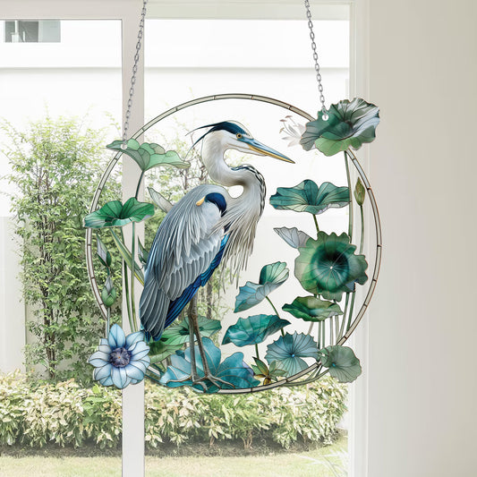 Herons Bird Acrylic Window Hanging, Herons Bird Window Decor For Home, Wall Art Decoration, Herons Lovers Gift, Gift For Dad, Christmas Gift