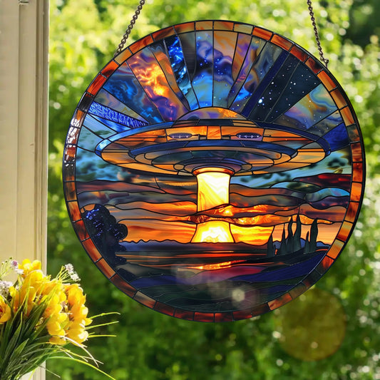 UFO: Stained Glass Style Window Hanging
