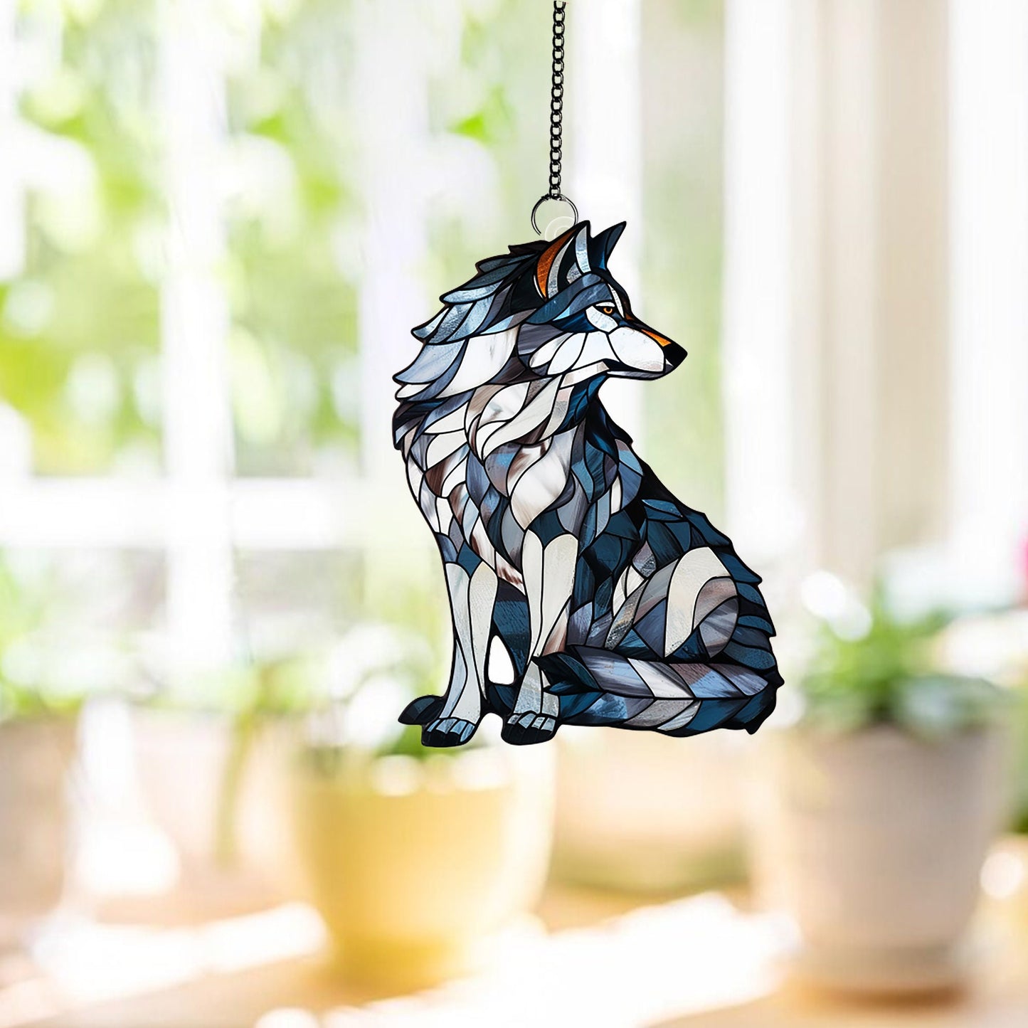 Wolf Acrylic window hanging, Acrylic Wall Window Hanging Art Decoration, Wild Animal home decor Ornament, animal love, Housewarming gift