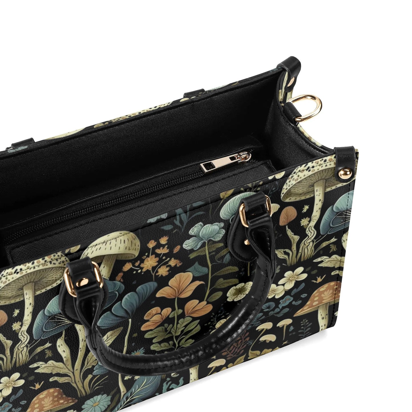 Enchanted Forest Tote. Multi-pocket PU Leather Handbag For Women, Square Vegan Leather Purse, For Mom, Versatile Handbag