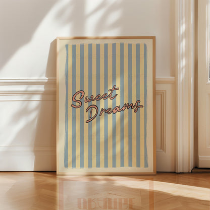 Sweet Dreams Poster, Trendy Wall Art, Apartment Decor, Retro Wall Art, Coquette Room Decor, Pink Wall Art, Y2K Room Decor, Vertical