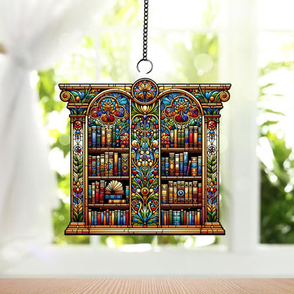 Library Window Hanging, Acrylic library door Window Hanging Art Decoration, Bookish home decor, Gift for her, Book lover gift,Librarian gift