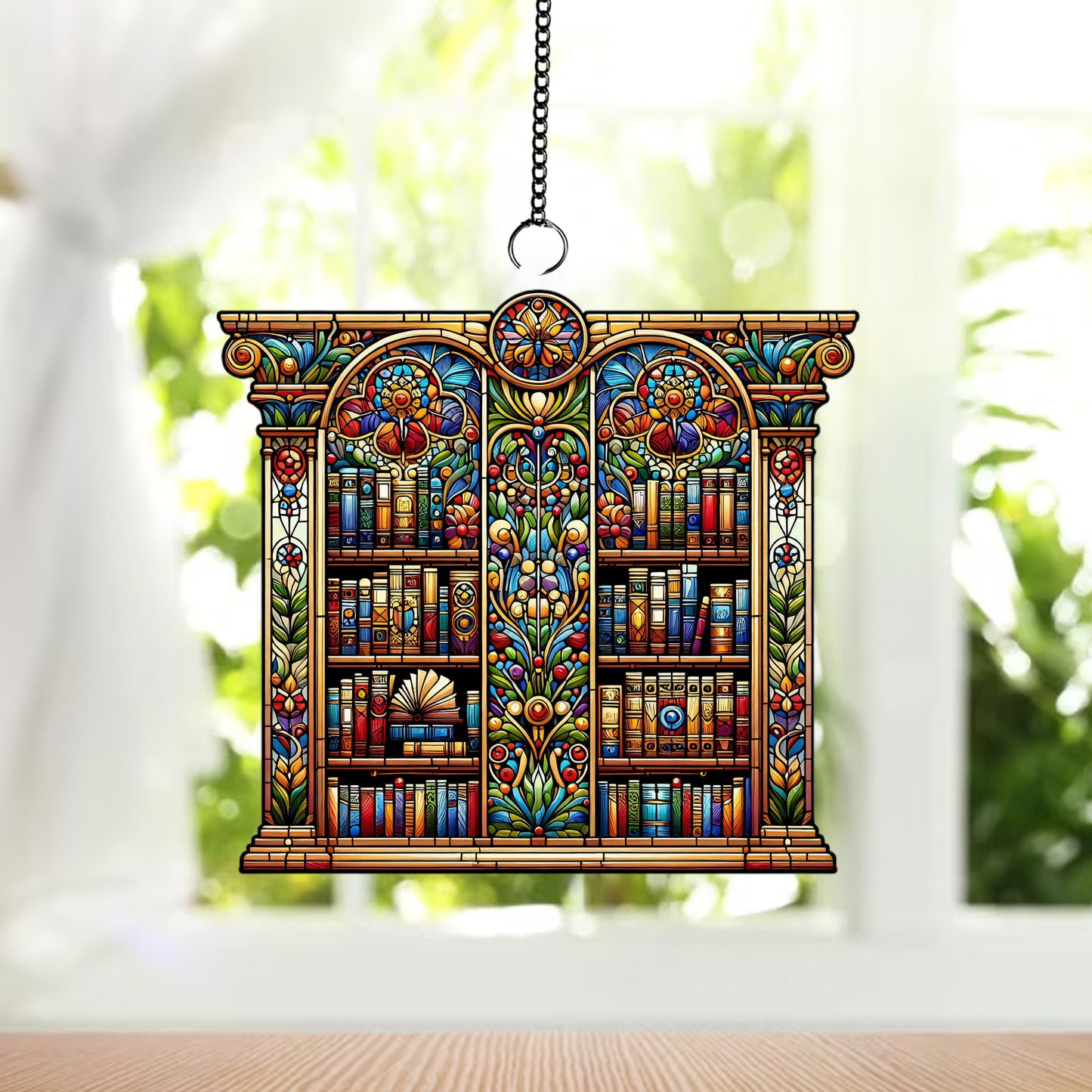 Library Window Hanging, Acrylic library door Window Hanging Art Decoration, Bookish home decor, Gift for her, Book lover gift,Librarian gift