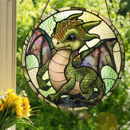 Baby Dragon: Stained Glass Style Window Hanging