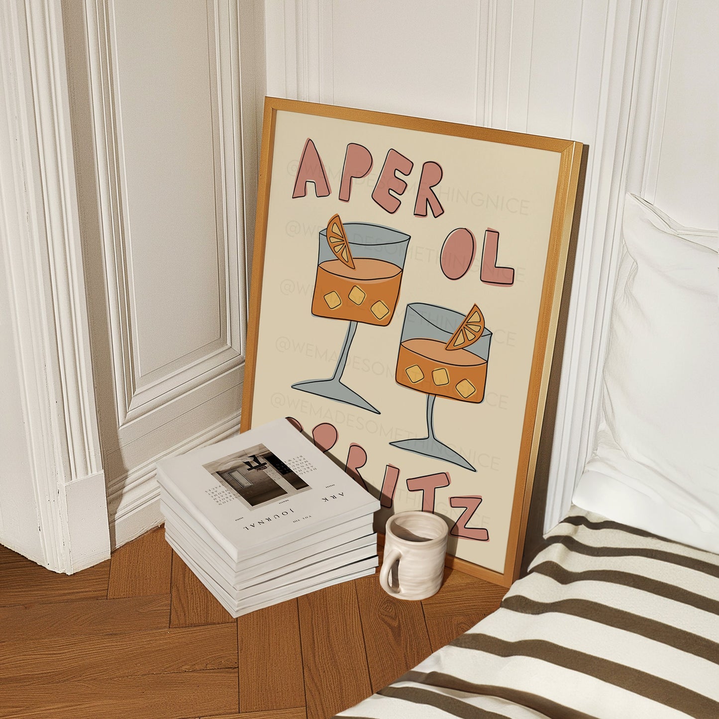 Aperol Spritz Poster, Trendy Wall Art, Apartment Decor, Retro Wall Art, Kitchen Wall Art, Pink Wall Art, Y2K Room Decor