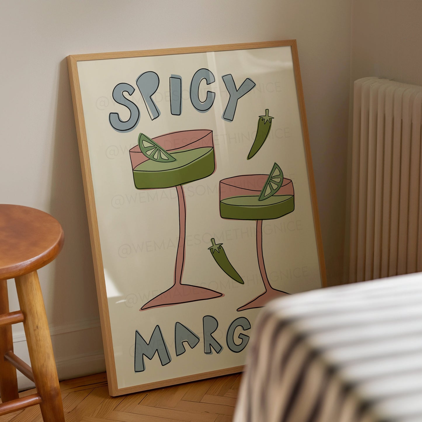 Spicy Margs Print, Trendy Wall Art, Apartment Decor, Retro Wall Art, Kitchen Wall Art, Pink Wall Art, Y2K Room Decor