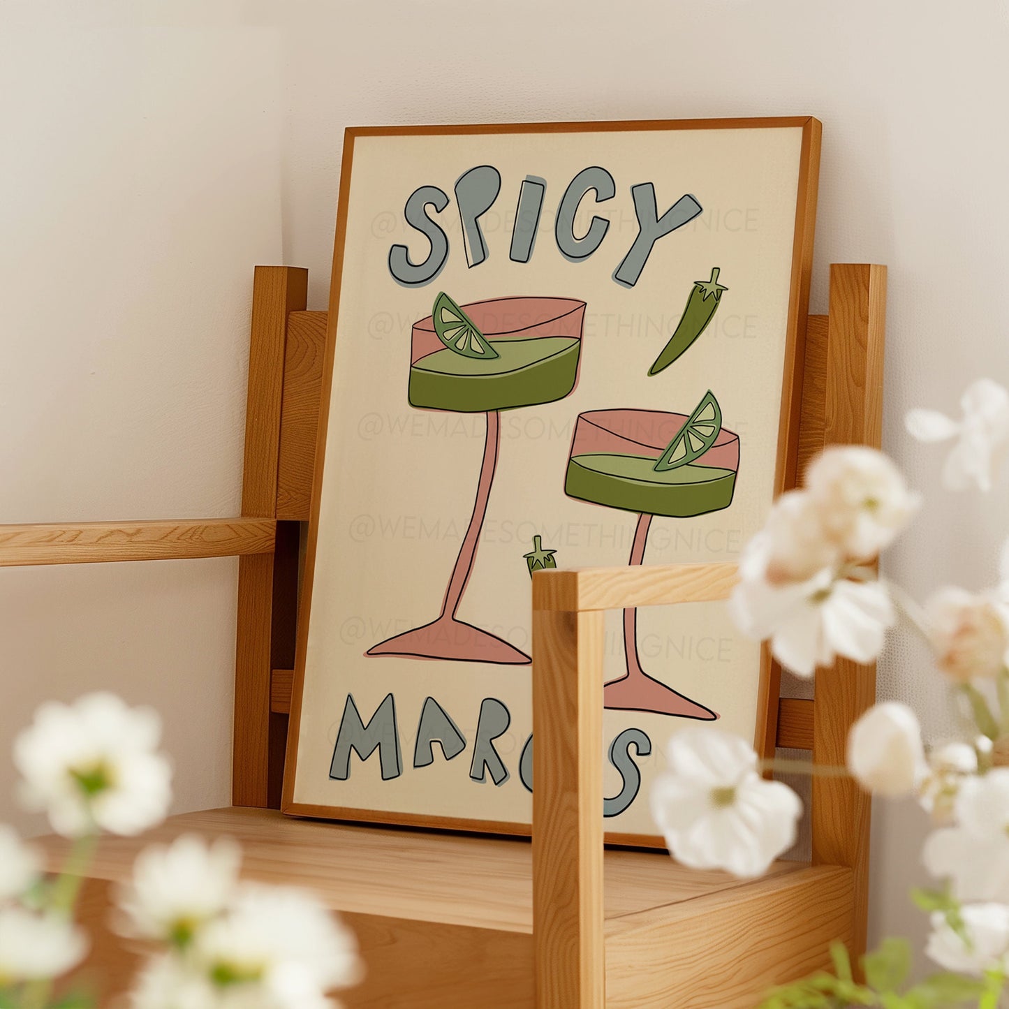 Spicy Margs Print, Trendy Wall Art, Apartment Decor, Retro Wall Art, Kitchen Wall Art, Pink Wall Art, Y2K Room Decor
