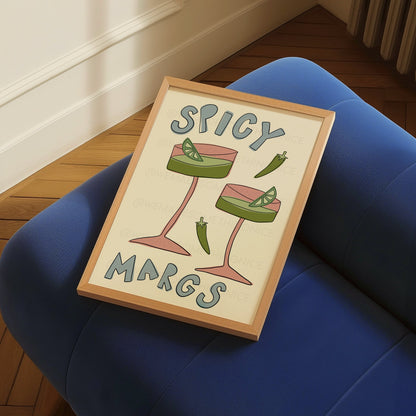 Spicy Margs Print, Trendy Wall Art, Apartment Decor, Retro Wall Art, Kitchen Wall Art, Pink Wall Art, Y2K Room Decor