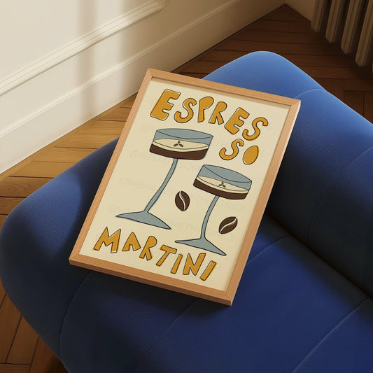 Espresso Martini Poster, Trendy Wall Art, Apartment Decor, Retro Wall Art, Kitchen Wall Art, Pink Wall Art, Y2K Room Decor