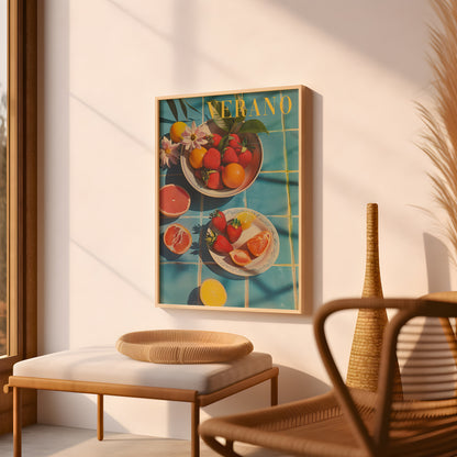 Vintage Verano Poster Print for Kitchen Summer Beach House Poster Retro Wall Art Psychedelic Trippy Illustration