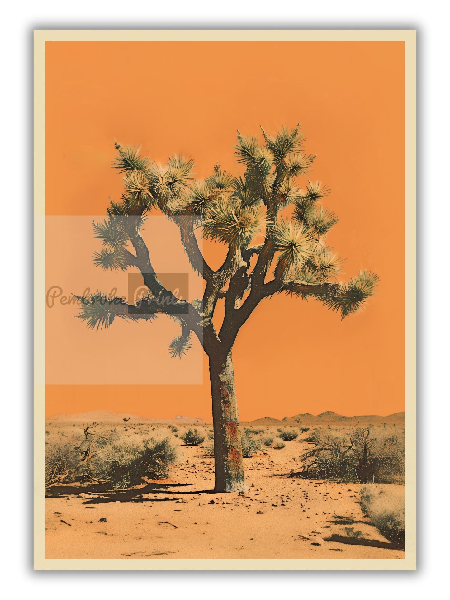 Vintage Joshua Tree Print, The Sonoran Desert Print Retro Outdoors Poster, Arizona Cabin Cottage Wall Art, Botanical Yucca Desert