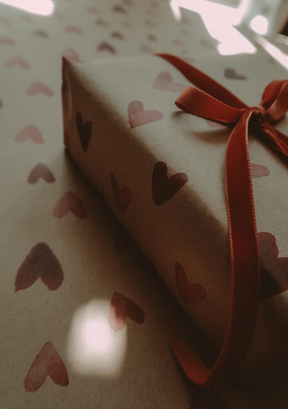 Red hearts kraft wrapping paper, Gift Wrap, gift wrapping paper, Gift Warp, Wrapping paper, gift paper, love, hearts wrap paper, recycled