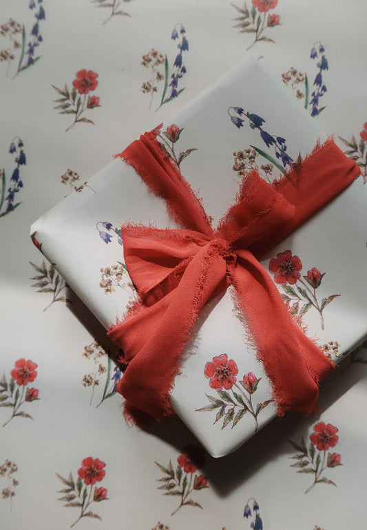 Blue and red flowers wrapping paper, Gift Wrap, gift wrapping paper, Gift Warp, Wrapping paper, gift paper, floral wrapping paper, flowers