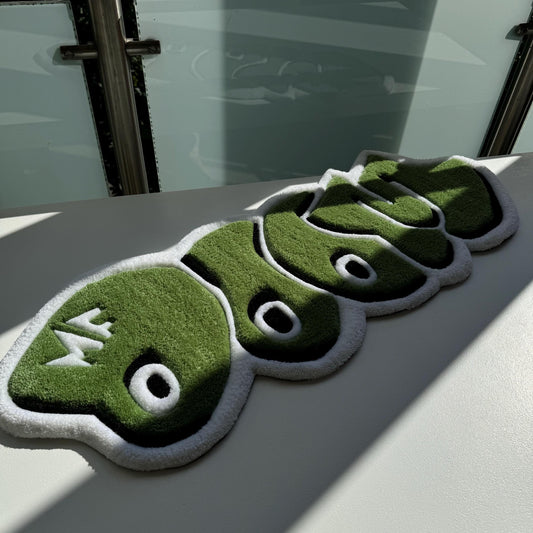 MF Doom Rug: Handmade Green Rap Music Decor (32")