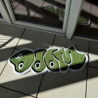 MF Doom Rug: Handmade Green Rap Music Decor (32")