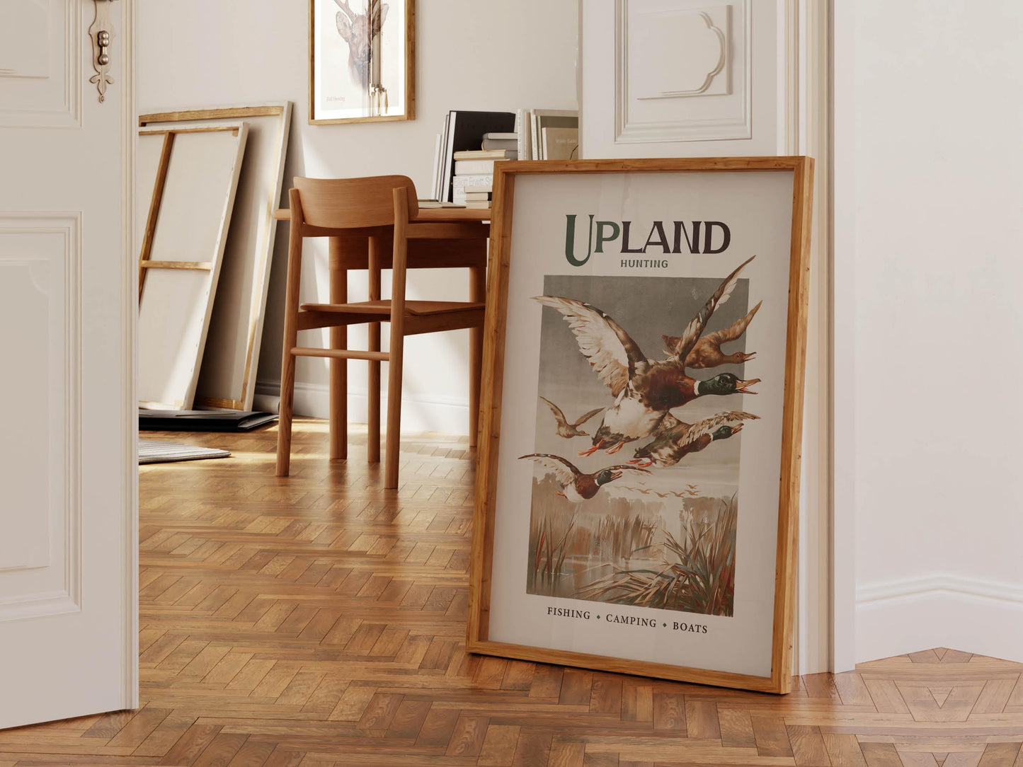 Retro Mallard Print Gift for Hunter Retro Hunting Art Poster Cabin Wall Decor Bird Artwork Outdoorsy Wall Art Hunting Dad Gift