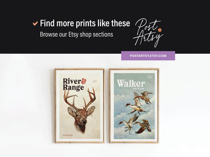 Retro Mallard Print Gift for Hunter Retro Hunting Art Poster Cabin Wall Decor Bird Artwork Outdoorsy Wall Art Hunting Dad Gift