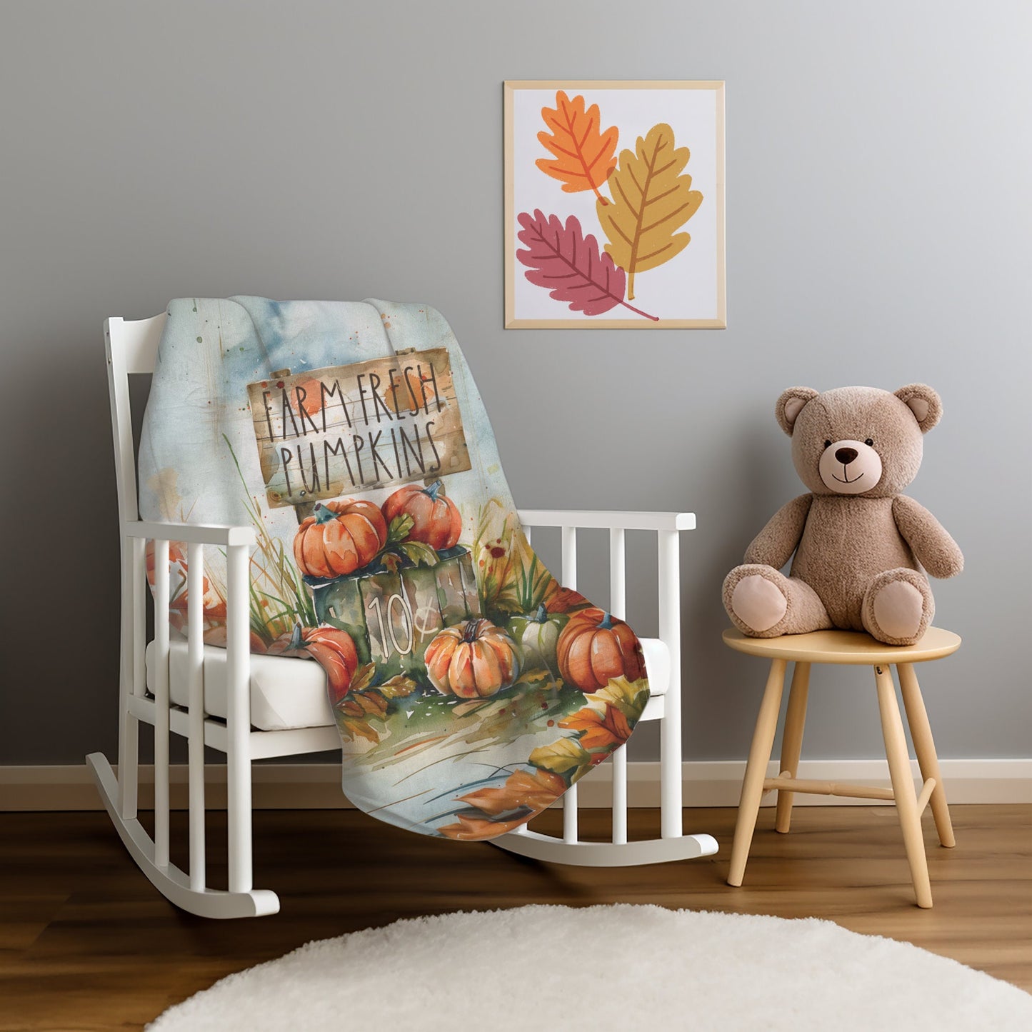 Fall Blanket Farmhouse Pumpkin Home Decor Rustic Farm Stand Fleece Blanket Autumn Lovers Gift Thanksgiving Decor Pumpkin Throw Bedding