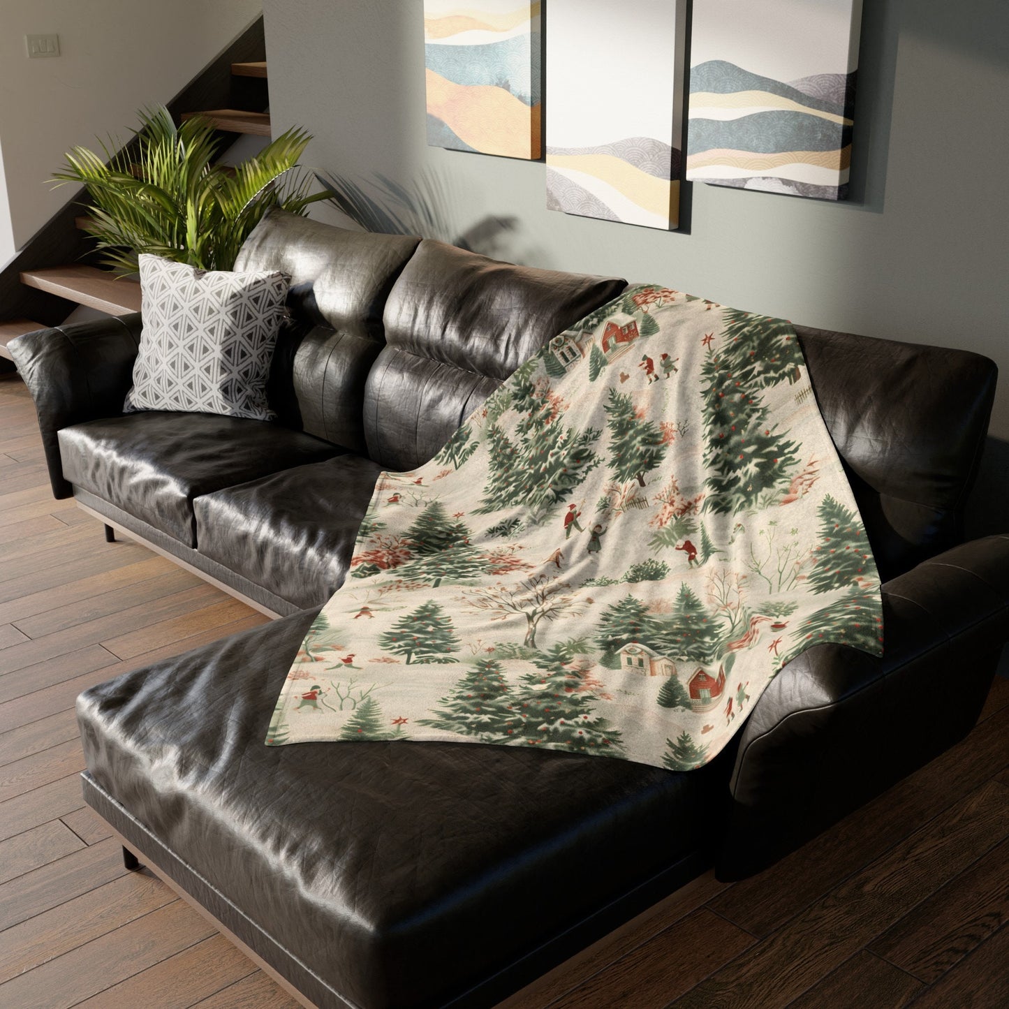 Christmas Blanket Christmas Village Home Decor Nostalgic Snowy Winter Trees Fleece Throw Christmas Gift Ideas Family Friends Host Coworkers