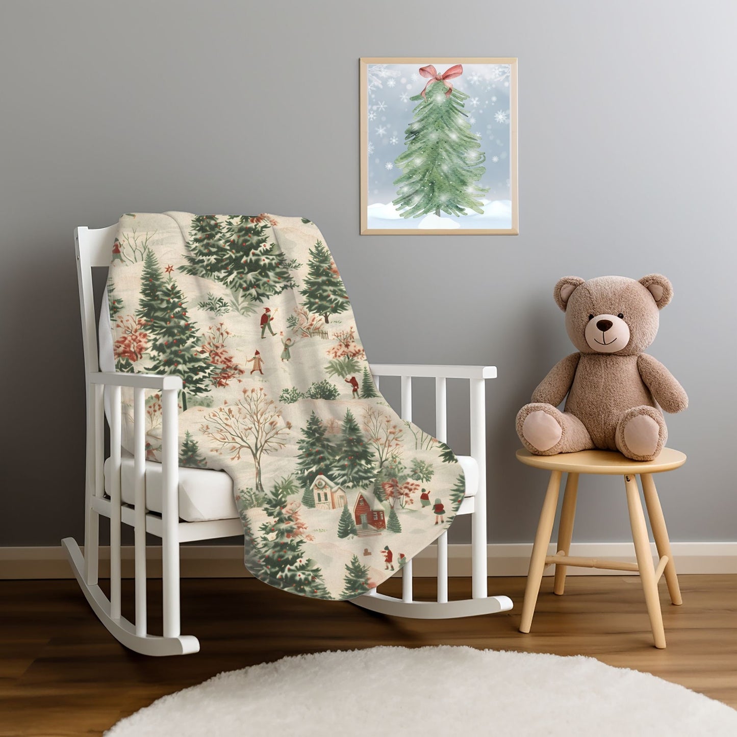 Christmas Village Blanket Christmas Home Decor Nostalgic Snowy Winter Trees Fleece Throw Christmas Gift Ideas Family Friends Host Coworkers
