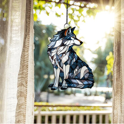 Wolf Acrylic window hanging, Acrylic Wall Window Hanging Art Decoration, Wild Animal home decor Ornament, animal love, Housewarming gift