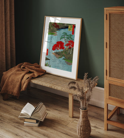 Utagawa Hiroshige Autumn at Akida Poster, Japanese Print, Japanese VIntage Wall Art, Japanese Art Print, Japanese vintage print, Gift idea
