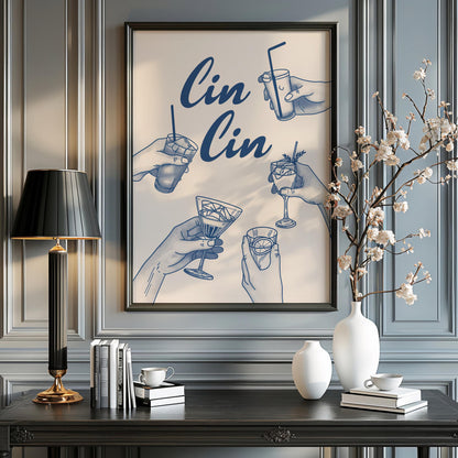 Trendy Cin Cin wall art Print, Alcohol Print Retro Poster, Bar Decor Wall Art, Modern Art Print, Kitchen wall decor, Couple Dancing Art