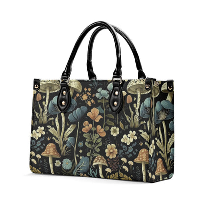 Enchanted Forest Tote. Multi-pocket PU Leather Handbag For Women, Square Vegan Leather Purse, For Mom, Versatile Handbag