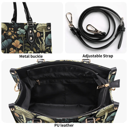 Enchanted Forest Tote. Multi-pocket PU Leather Handbag For Women, Square Vegan Leather Purse, For Mom, Versatile Handbag