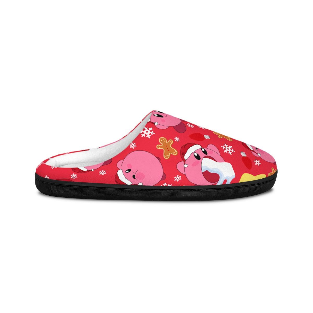 Kirby Christmas Slippers | Kirby Merry Christmas Indoor Slippers Gift For Him For Her Cartoon Comfy Soft Shoes Xmas Holiday Video Game
