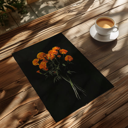 Vintage Orange Marigolds Oil Painting Black Gothic Antique Flower Print Illustration Botanical Farmhouse October Birth Flower Birthday Gift