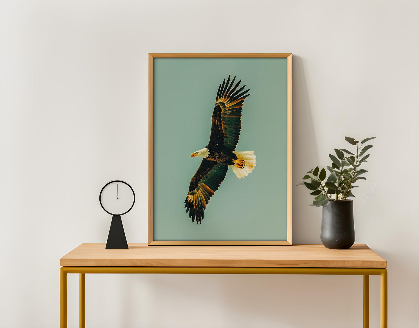 Vintage Soaring Bald Eagle Print Retro Outdoors Birding Poster Travel Poster Canadian Cabin Cottage Wall Art Hunting Poster Art for Dad