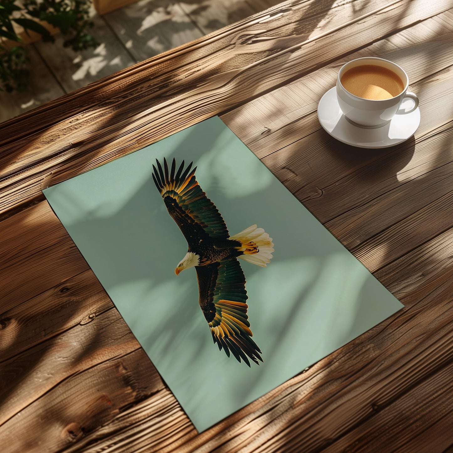 Vintage Soaring Bald Eagle Print Retro Outdoors Birding Poster Travel Poster Canadian Cabin Cottage Wall Art Hunting Poster Art for Dad