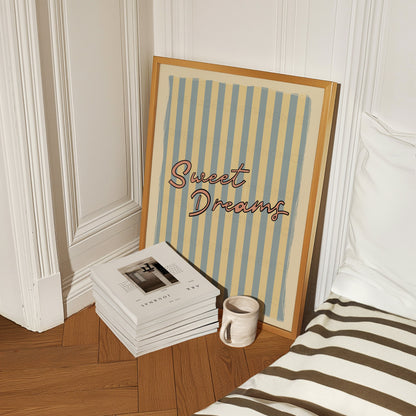 Sweet Dreams Poster, Trendy Wall Art, Apartment Decor, Retro Wall Art, Coquette Room Decor, Pink Wall Art, Y2K Room Decor, Vertical