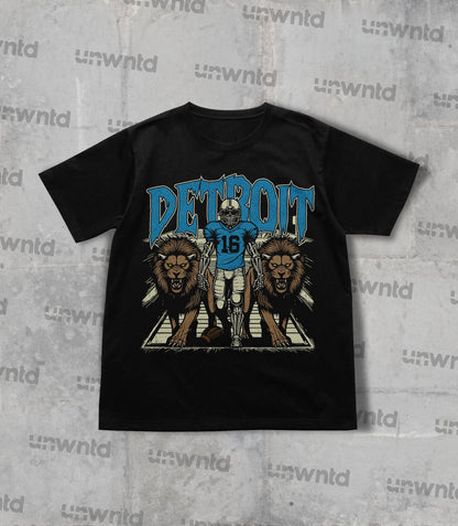 Detroit Football Shirt - Graphic Tees - Skeleton Shirt - Merch Tee - Gift Shirt - Bootleg Shirt - Vintage - Skeleton Football Shirt - Lions