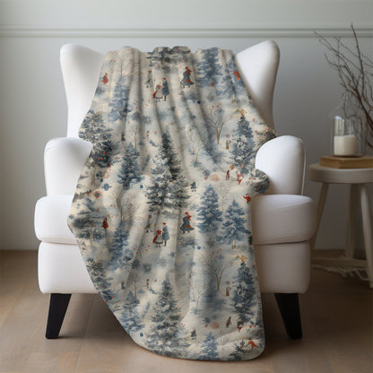 Christmas Blanket Frost Christmas Village Home Decor Blue Holiday Fleece Blanket Christmas Tree Throw Christmas Gift for Family Friend Host