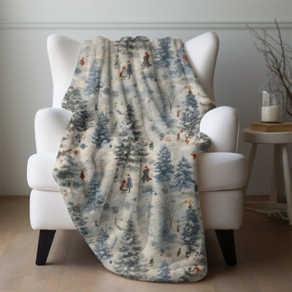 Christmas Blanket Frost Christmas Village Home Decor Blue Holiday Fleece Blanket Christmas Tree Throw Christmas Gift for Family Friend Host