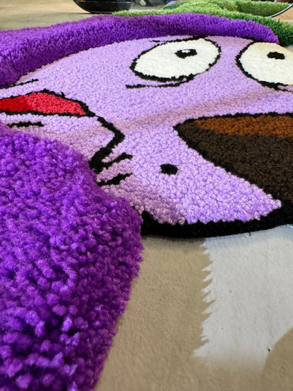 Tufted Purple Eggplant 3D Rug, Cute Cartoon Dog Rug, 3D Moss Rug, Handmade Floor art, Fluffy Tufted Rug, Yellow Rug, Flower Moss Rug