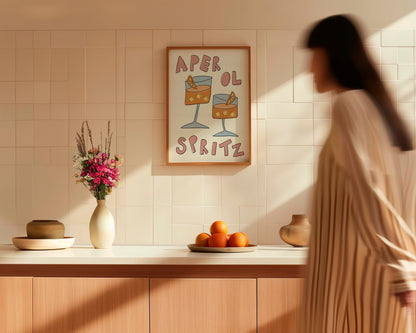 Aperol Spritz Poster, Trendy Wall Art, Apartment Decor, Retro Wall Art, Kitchen Wall Art, Pink Wall Art, Y2K Room Decor