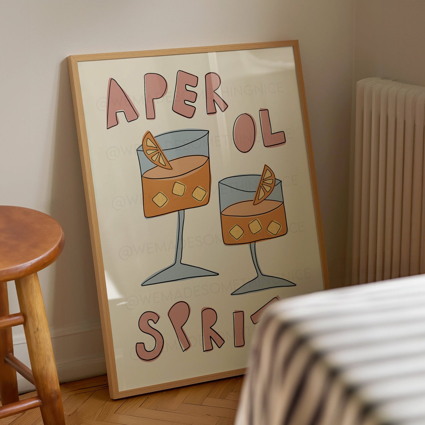 Aperol Spritz Poster, Trendy Wall Art, Apartment Decor, Retro Wall Art, Kitchen Wall Art, Pink Wall Art, Y2K Room Decor
