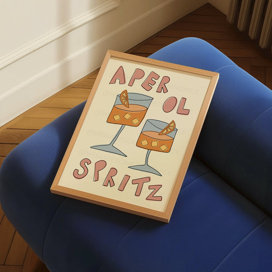 Aperol Spritz Poster, Trendy Wall Art, Apartment Decor, Retro Wall Art, Kitchen Wall Art, Pink Wall Art, Y2K Room Decor