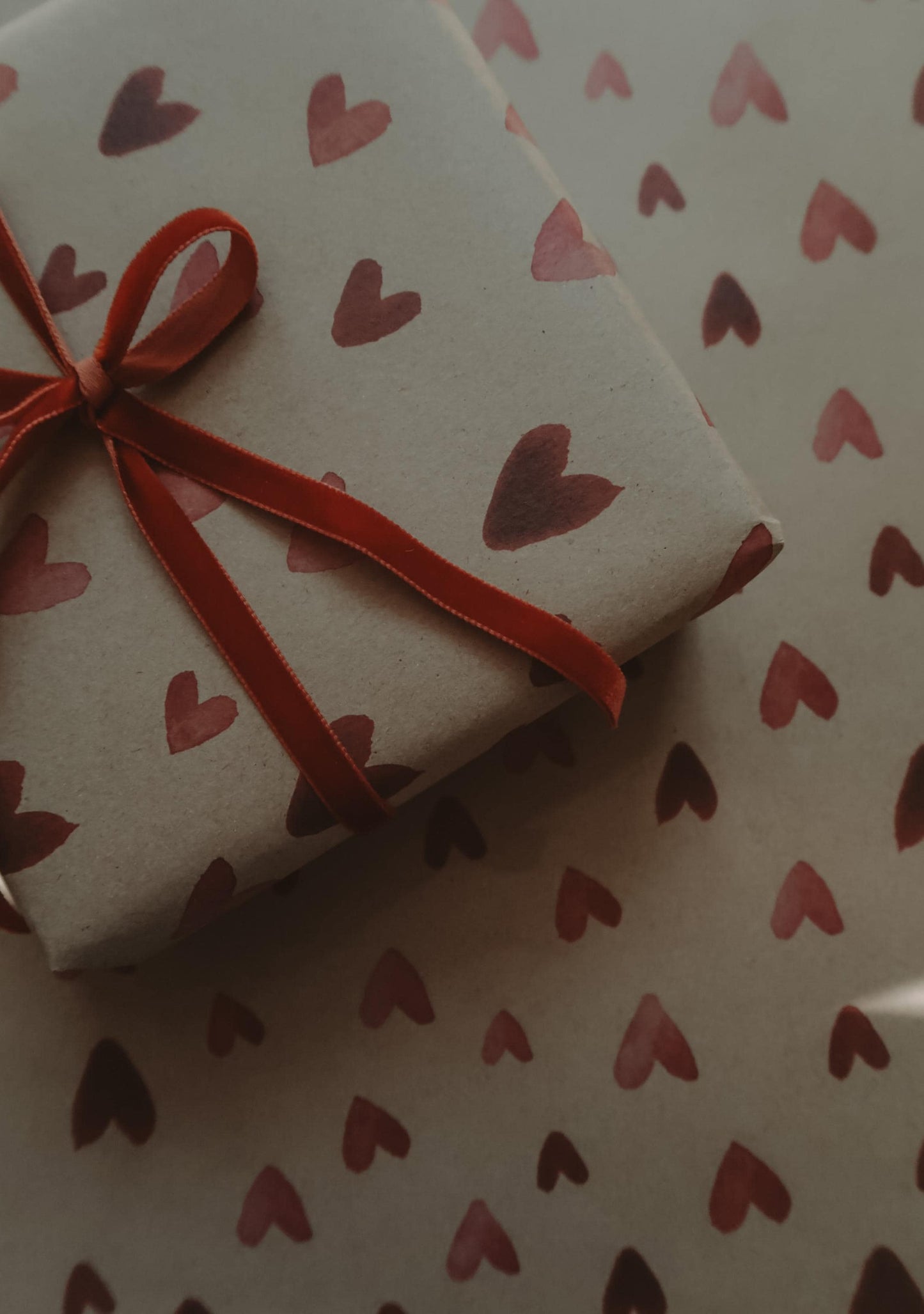 Red hearts kraft wrapping paper, Gift Wrap, gift wrapping paper, Gift Warp, Wrapping paper, gift paper, love, hearts wrap paper, recycled