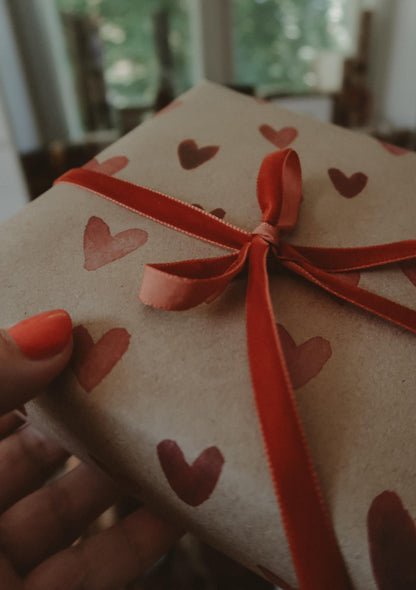 Red hearts kraft wrapping paper, Gift Wrap, gift wrapping paper, Gift Warp, Wrapping paper, gift paper, love, hearts wrap paper, recycled